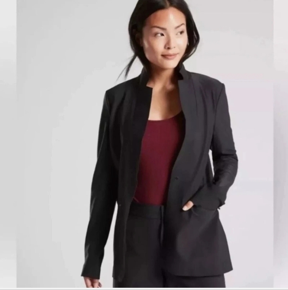 Athleta Stellar Blazer Notch Collar Black Sz 4